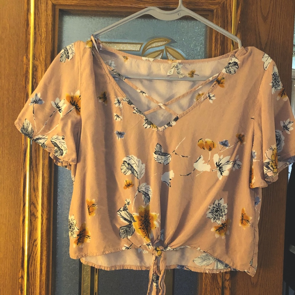 Mudd Tie-off floral shirt M